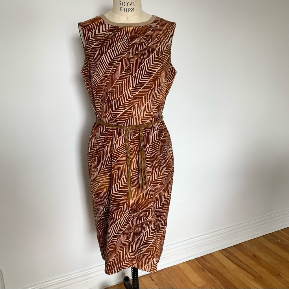 Anne Klein Sleeveless Tribal Leaf Dress